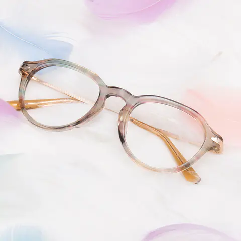 Oval Transparent Gray Eyeglasses