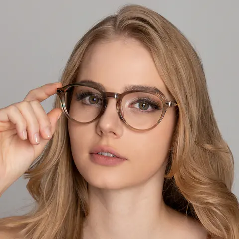 Oval Transparent Gray Eyeglasses