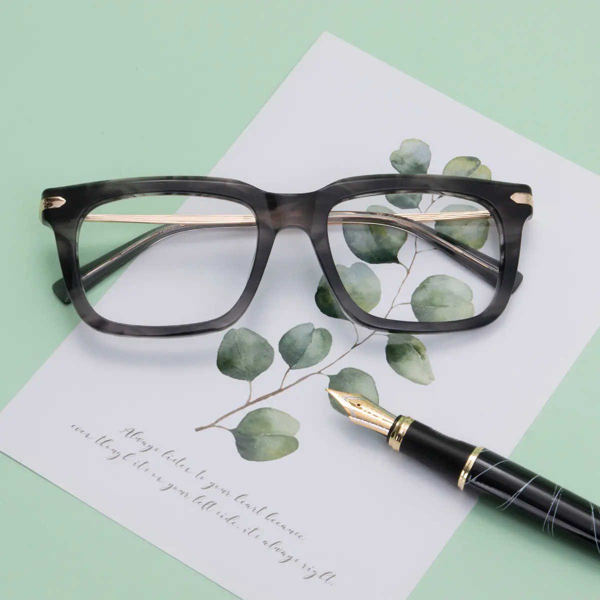 Rectangle Grey Eyeglasses