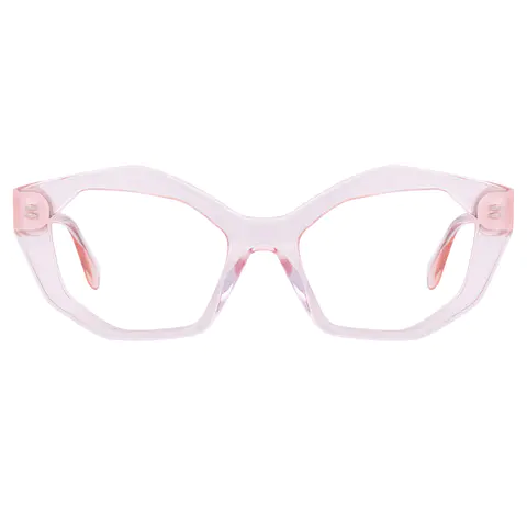 Geometric Transparent Pink Eyeglasses