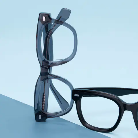 Square Transparent Gray Reading Glasses