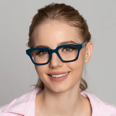 Rectangle Blue Eyeglasses