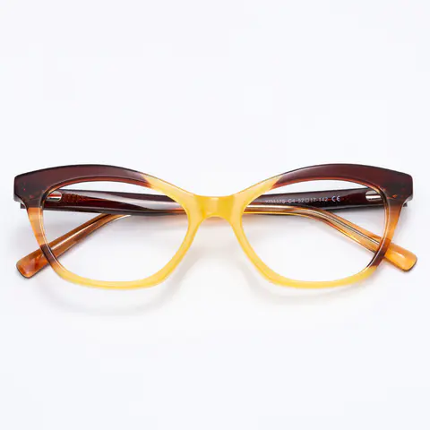 Cat-eye Brown/Yellow Eyeglasses