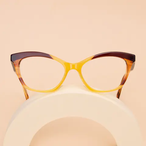 Cat-eye Brown/Yellow Eyeglasses