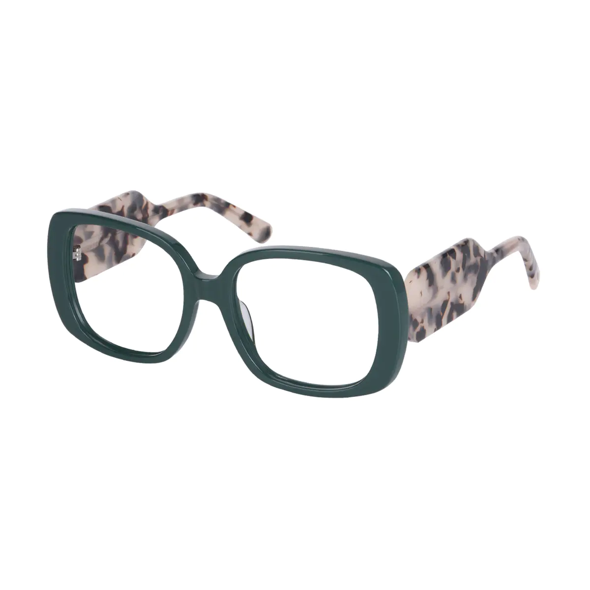 Square Dark Green Eyeglasses