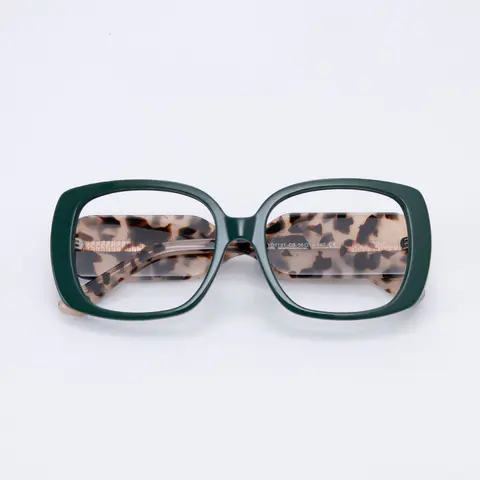 Square Dark Green Eyeglasses