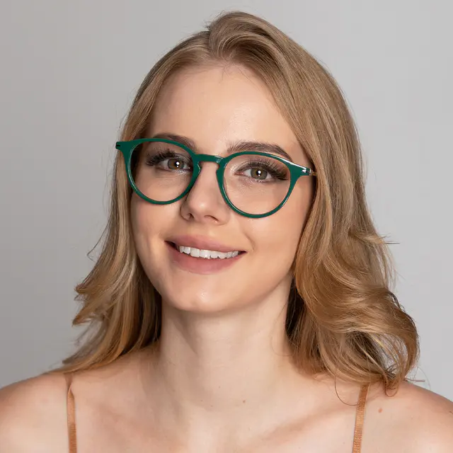 Oval Dark Green Eyeglasses