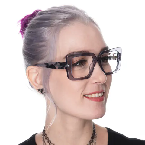 Square Transparent Gray Eyeglasses