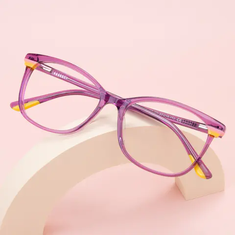 Rectangle Transparent Purple Eyeglasses