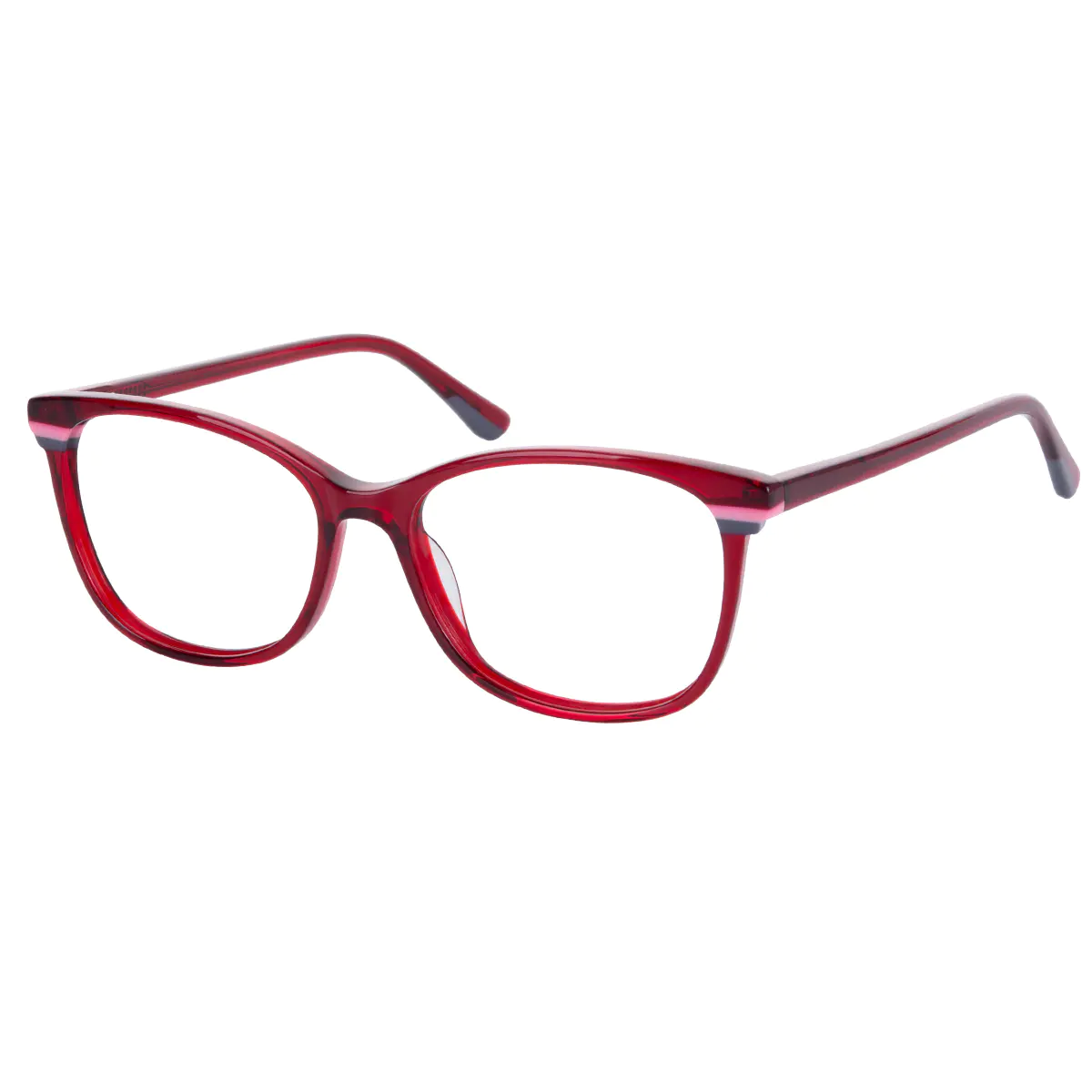 Rectangle Transparent Red Eyeglasses