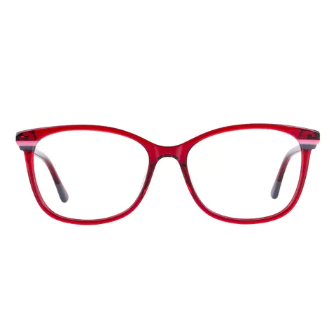 Rectangle Transparent Red Eyeglasses