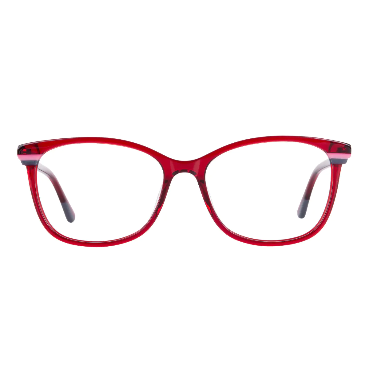 Rectangle Transparent Red Eyeglasses