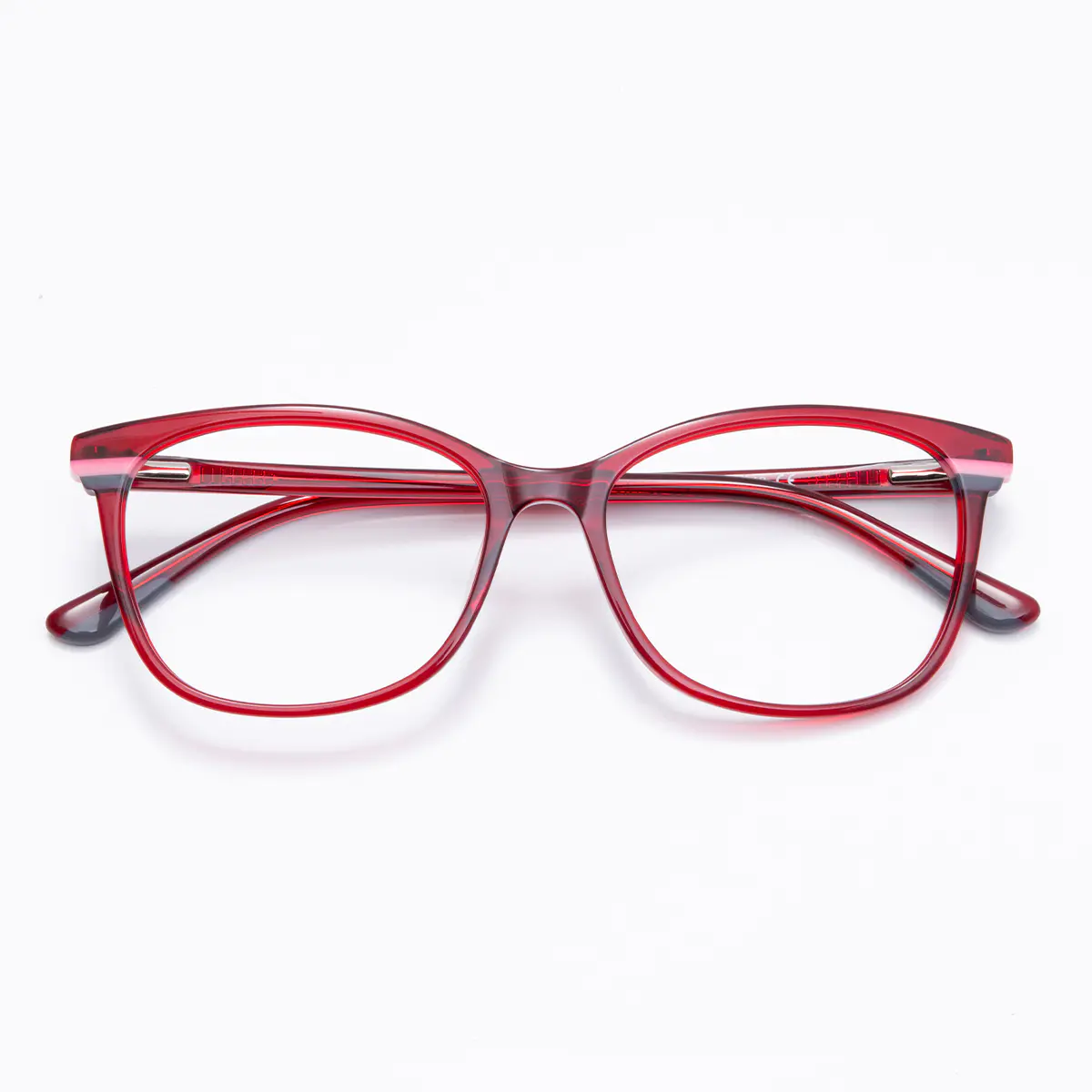 Rectangle Transparent Red Eyeglasses