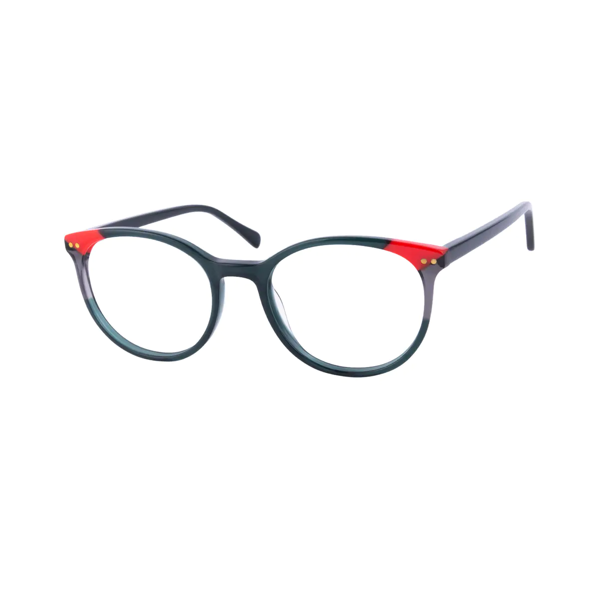 Oval Dark Green Eyeglasses