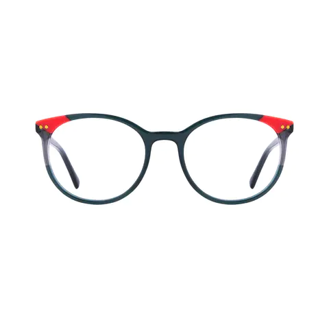 Oval Dark Green Eyeglasses