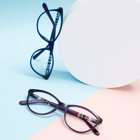 Oval Blue Eyeglasses