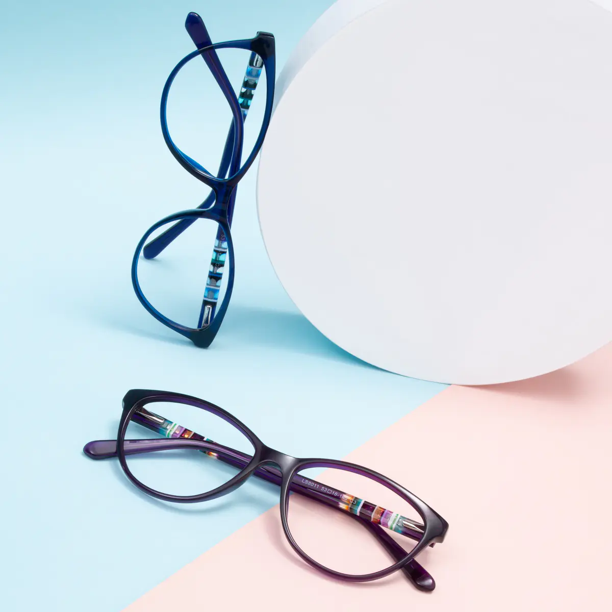 Oval Blue Eyeglasses