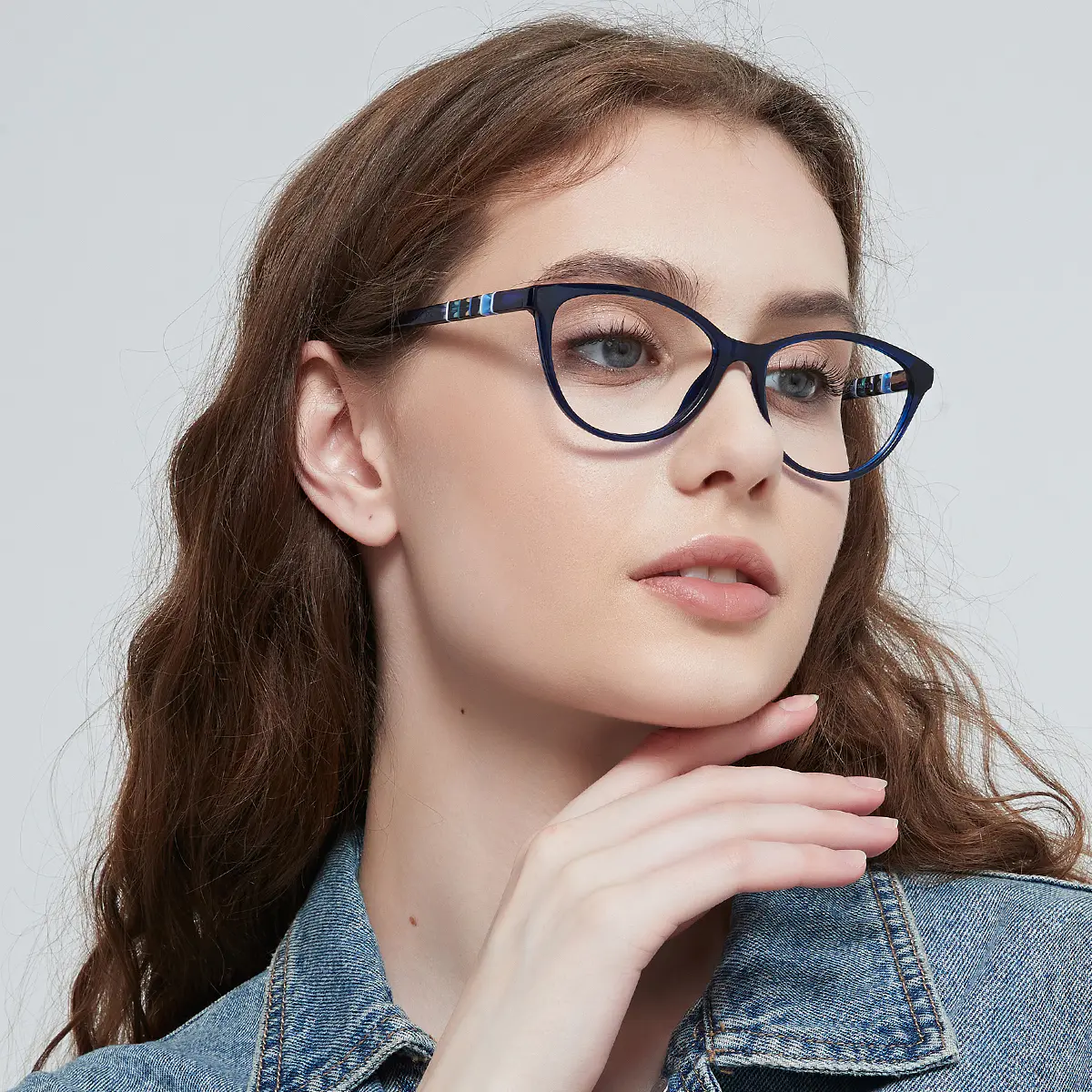 Oval Blue Eyeglasses
