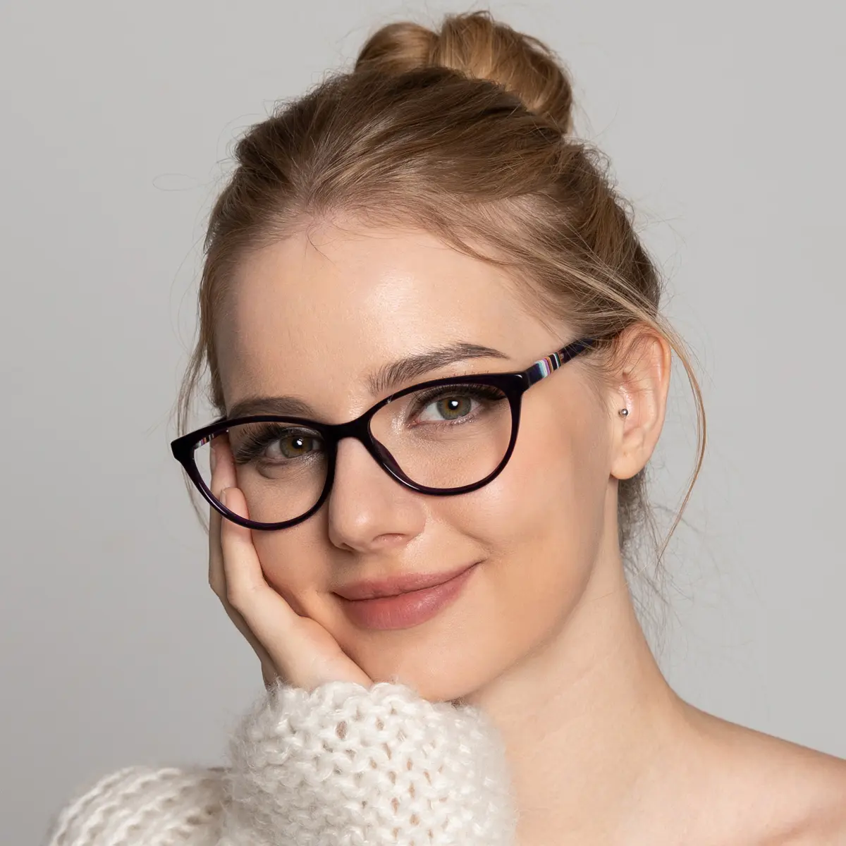 Oval Purple Eyeglasses