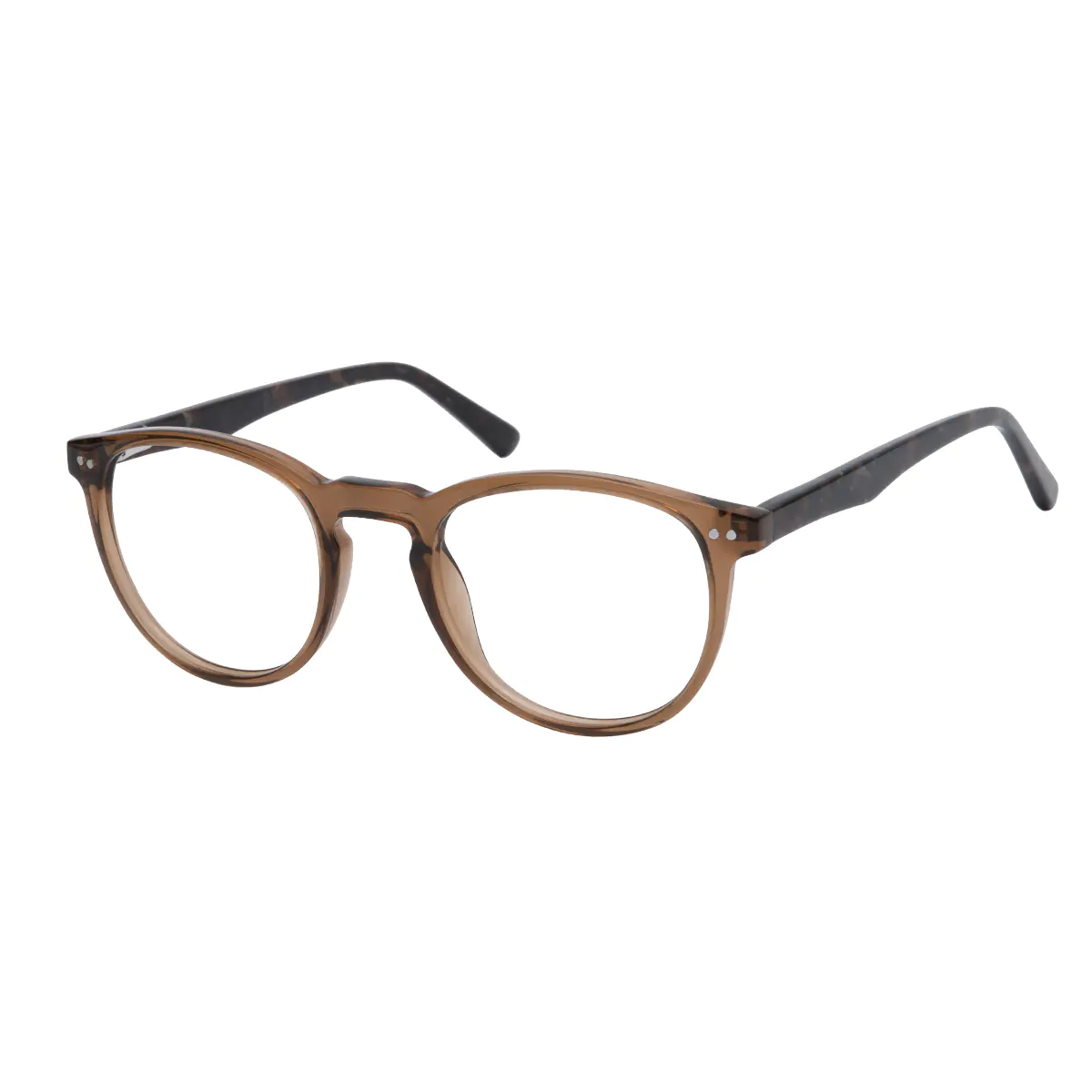 Round Transparent Brown Eyeglasses