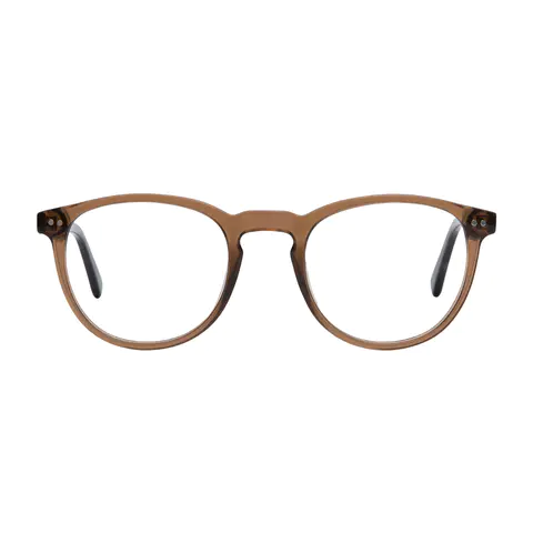 Round Transparent Brown Eyeglasses