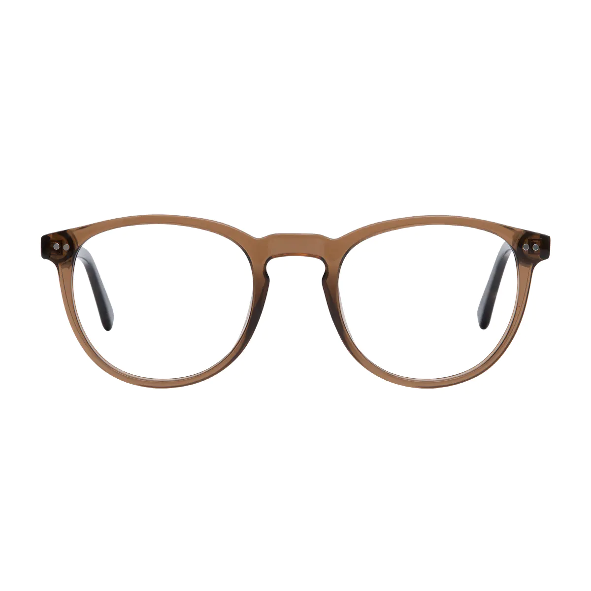 Round Transparent Brown Eyeglasses