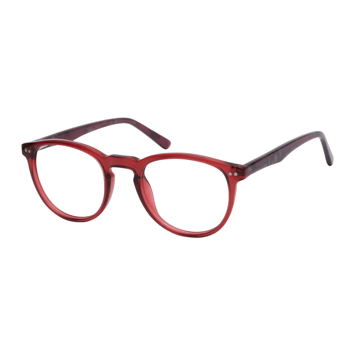 Round Transparent Red Eyeglasses