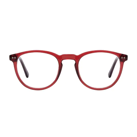 Round Transparent Red Eyeglasses