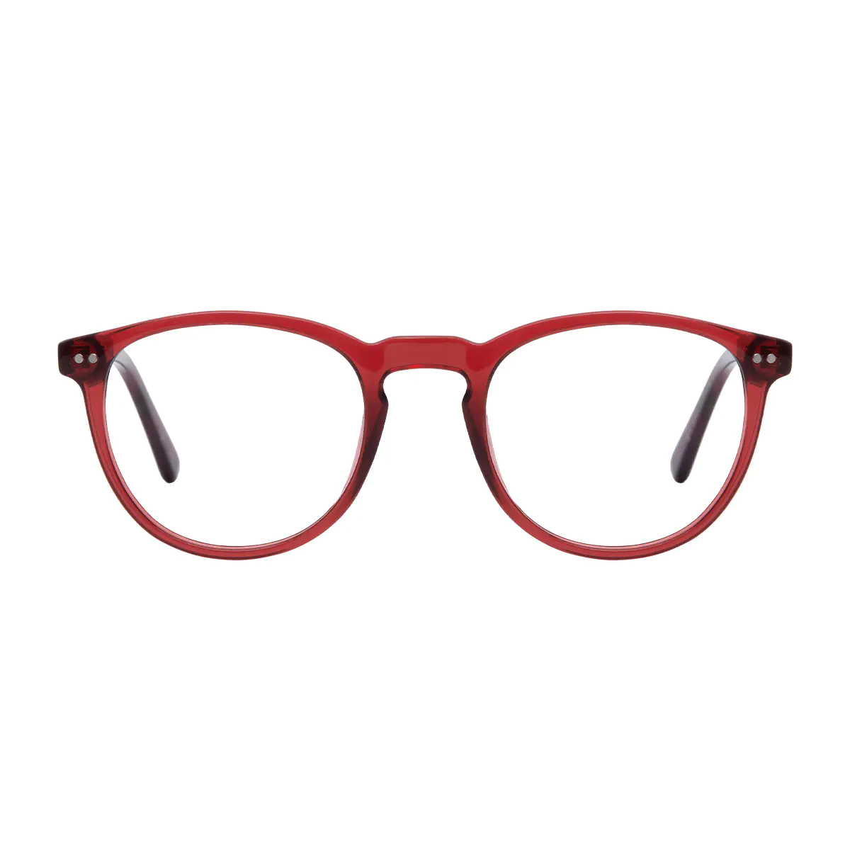 Round Transparent Red Eyeglasses