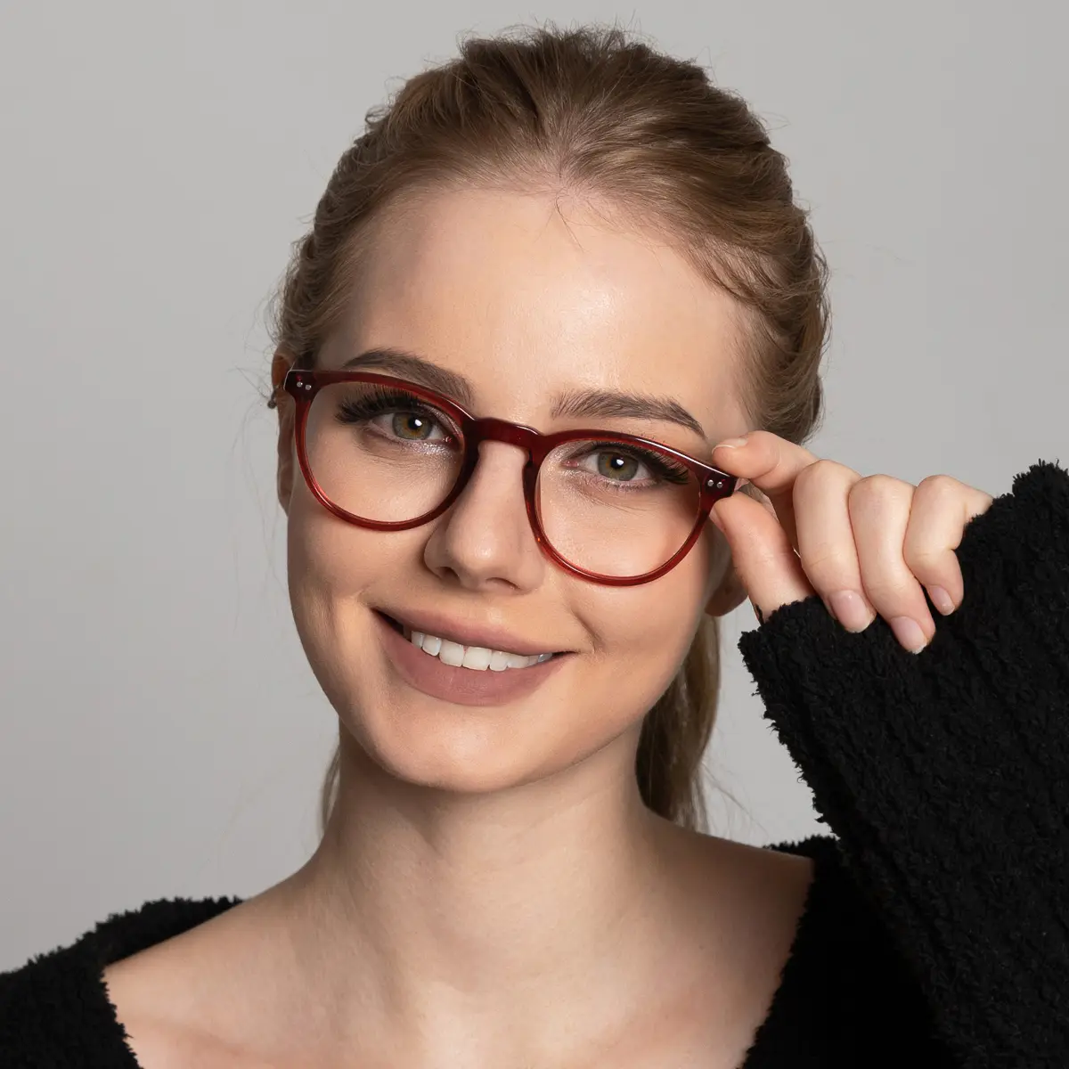 Round Transparent Red Eyeglasses