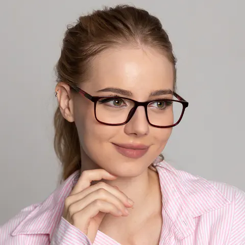 Rectangle Red Eyeglasses