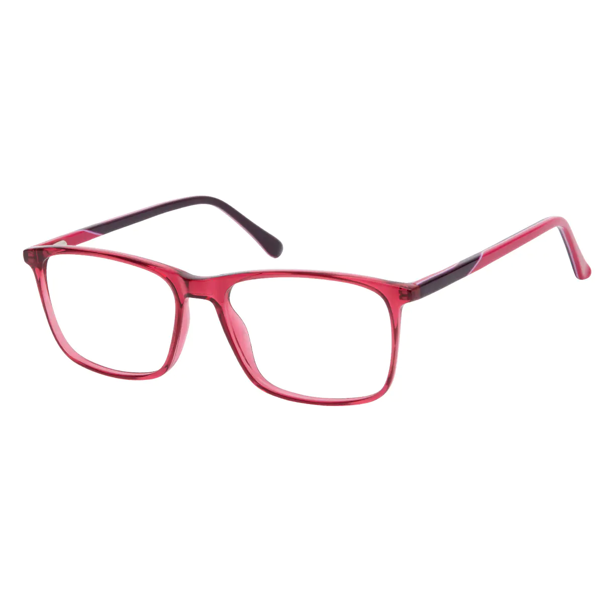 Rectangle Transparent Red Eyeglasses