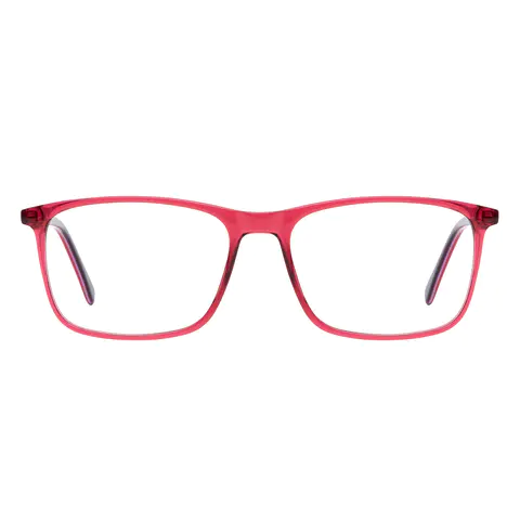 Rectangle Transparent Red Eyeglasses