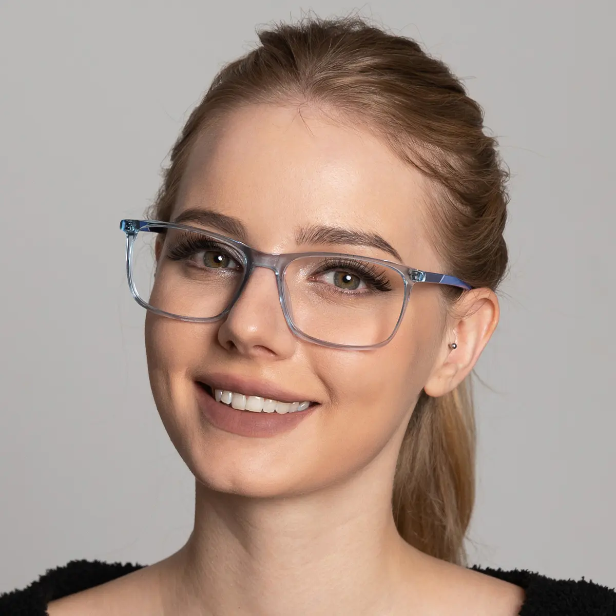 Rectangle Transparent Red Eyeglasses