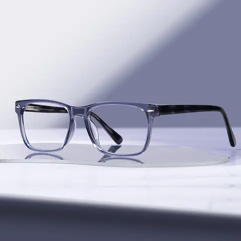 Rectangle Transparent Gray Eyeglasses