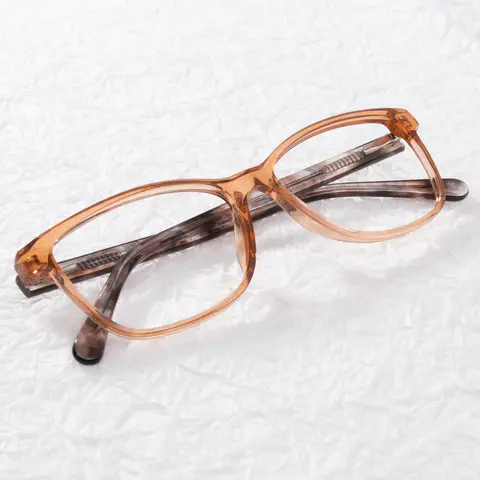 Square Transparent Orange Eyeglasses