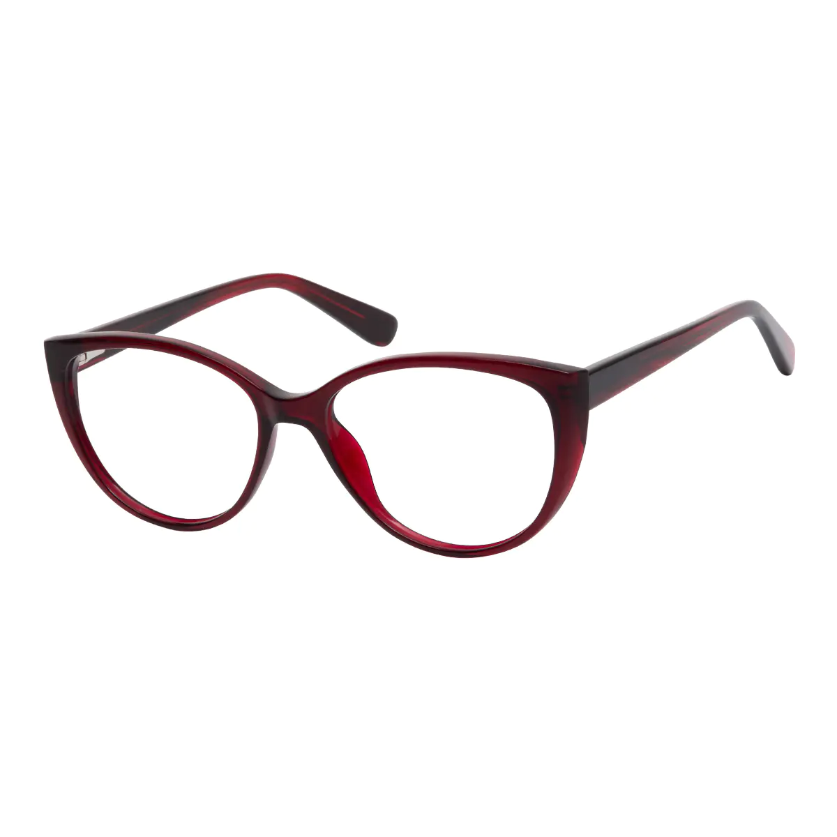 Oval Transparent Red Eyeglasses