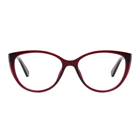 Oval Transparent Red Eyeglasses