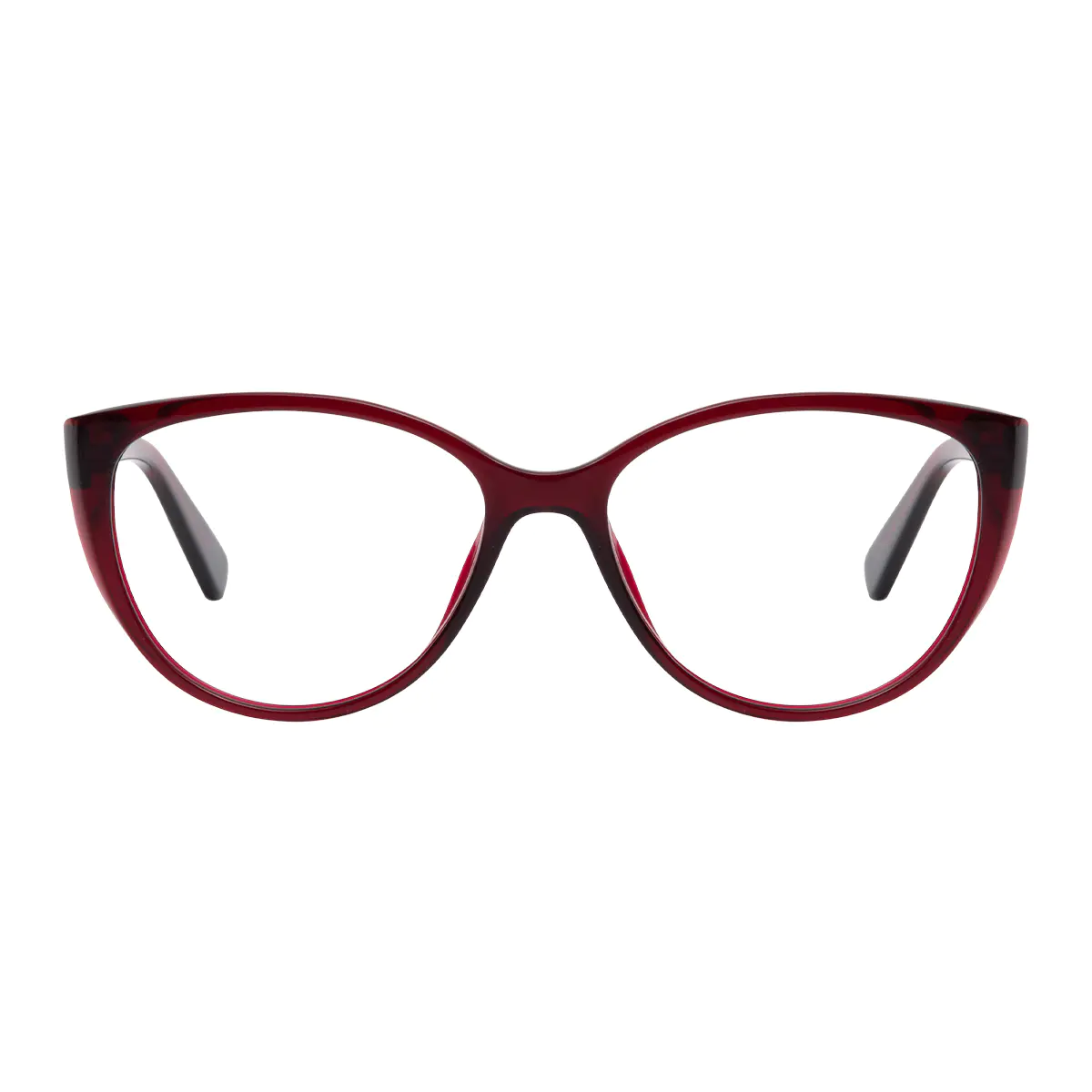 Oval Transparent Red Eyeglasses