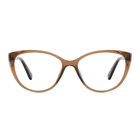 Oval Transparent Brown Eyeglasses