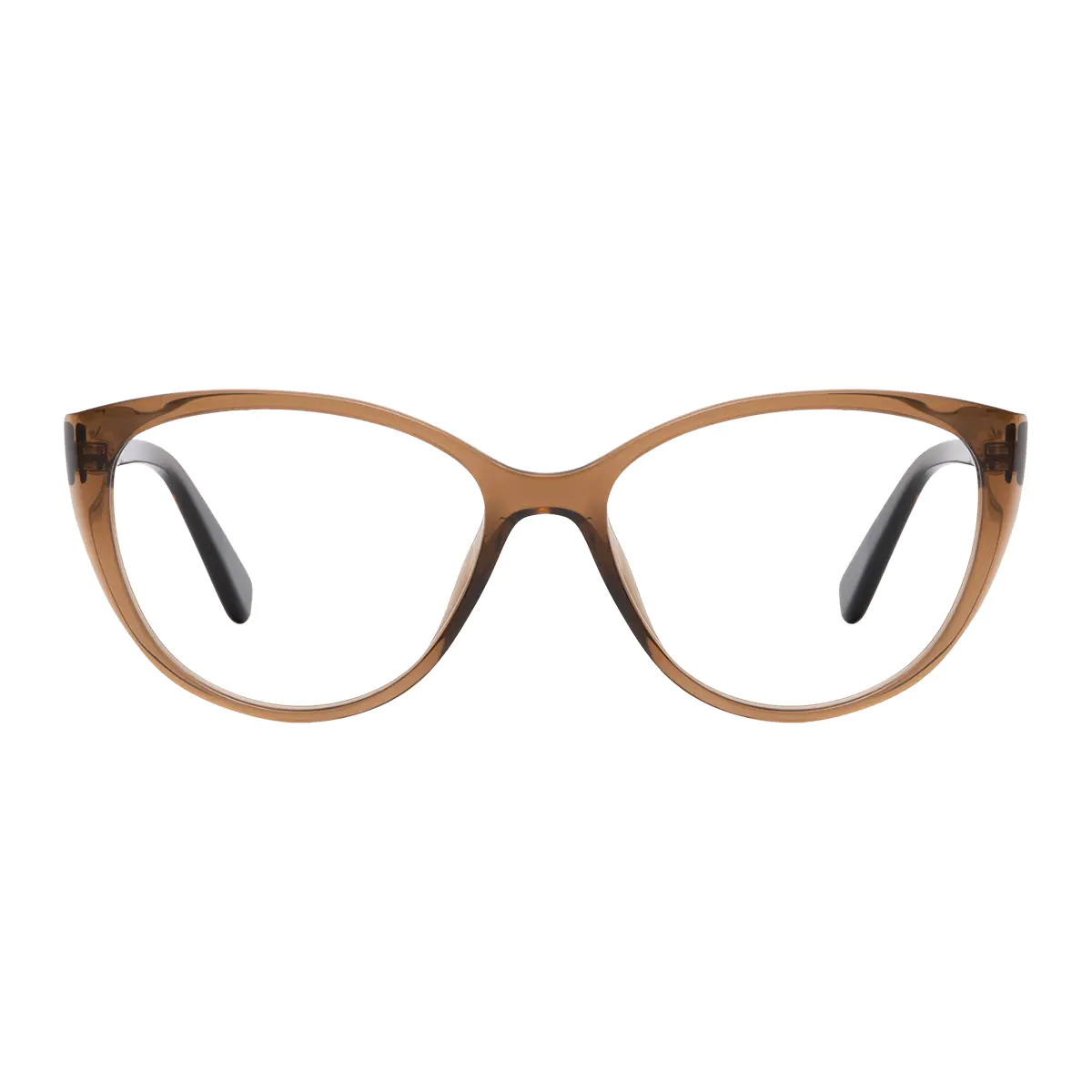 Oval Transparent Brown Eyeglasses