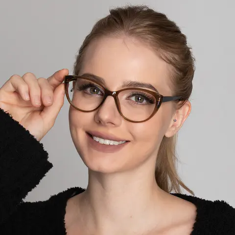 Oval Transparent Brown Eyeglasses