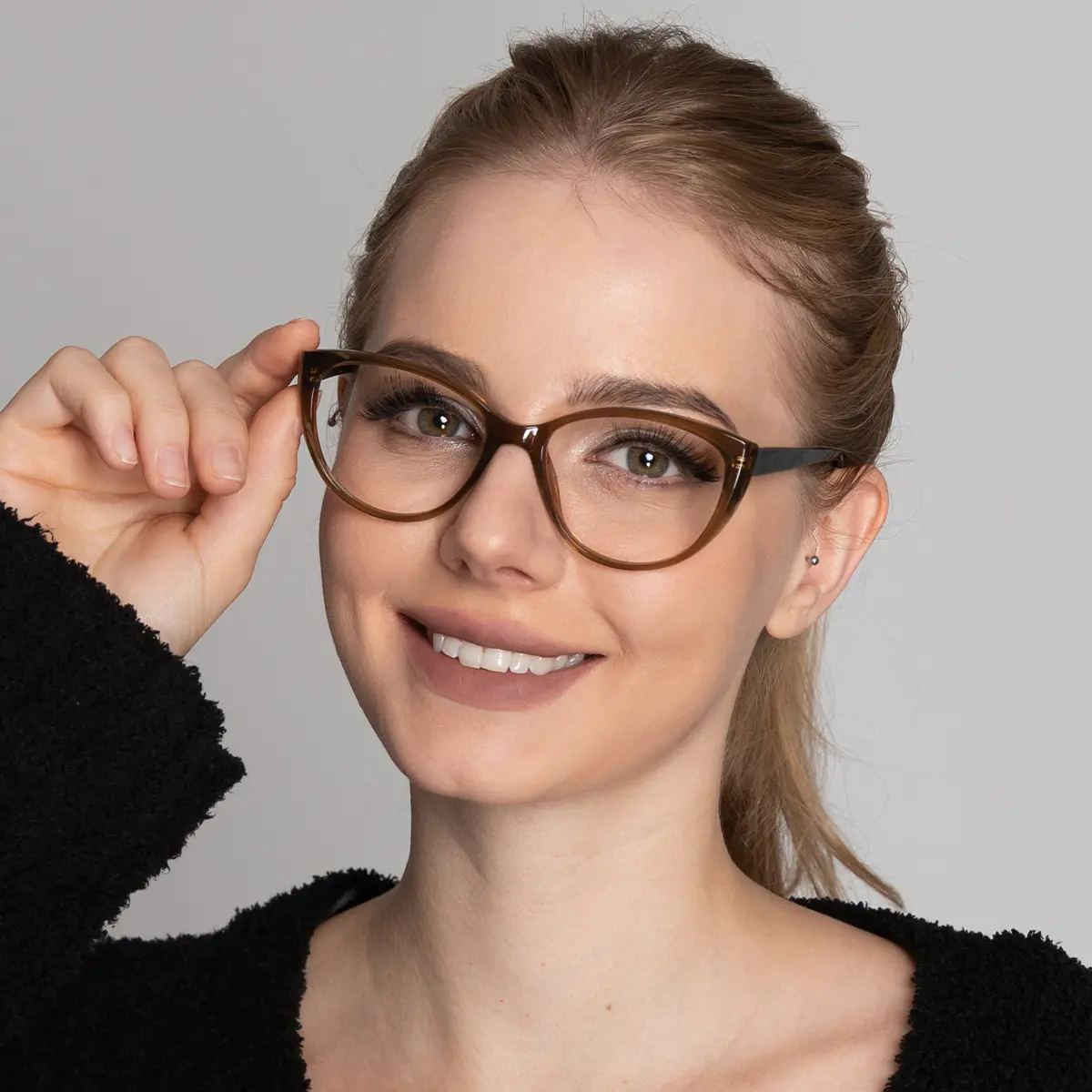 Oval Transparent Brown Eyeglasses