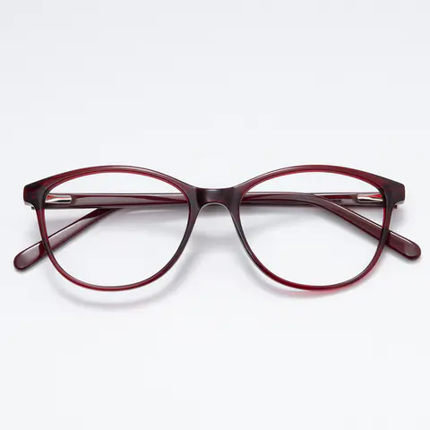 Oval Red Eyeglasses