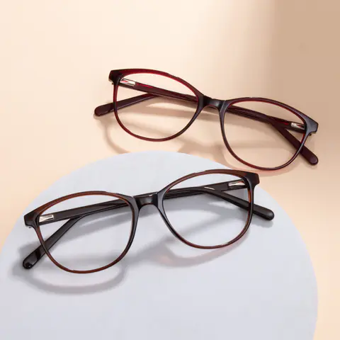 Oval Red Eyeglasses