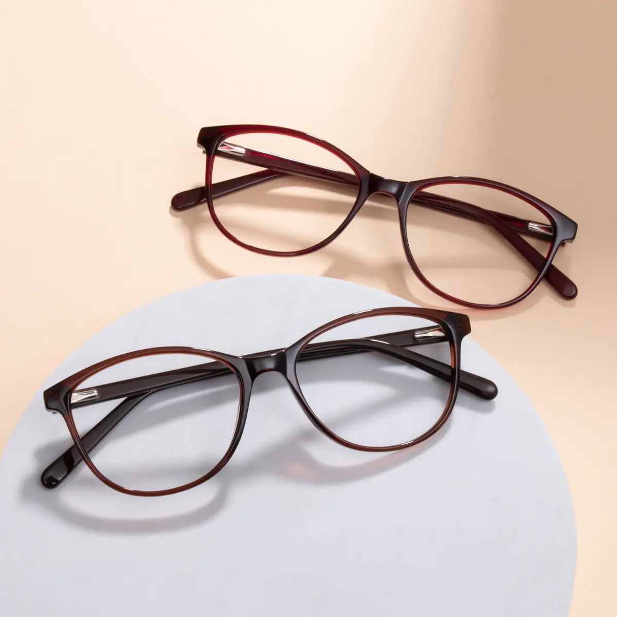 Oval Red Eyeglasses
