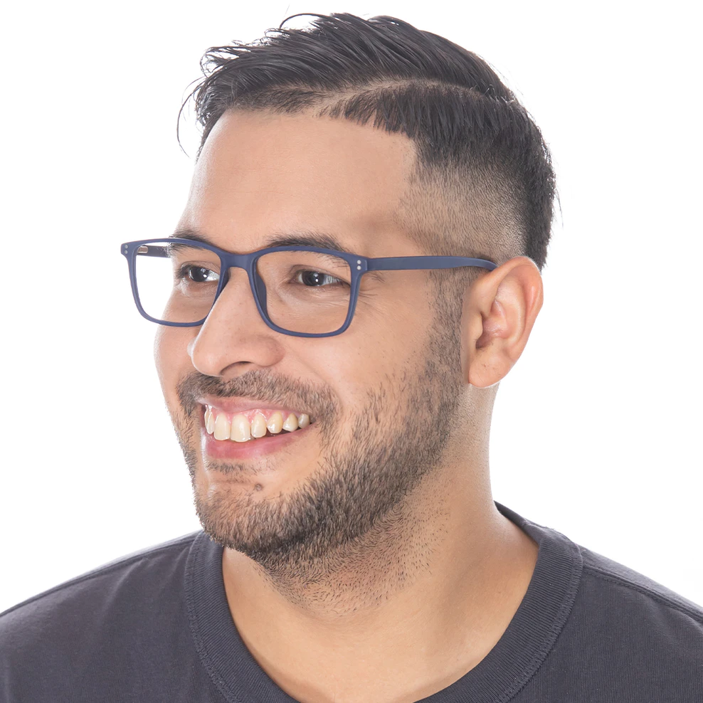 Rectangle Blue Eyeglasses