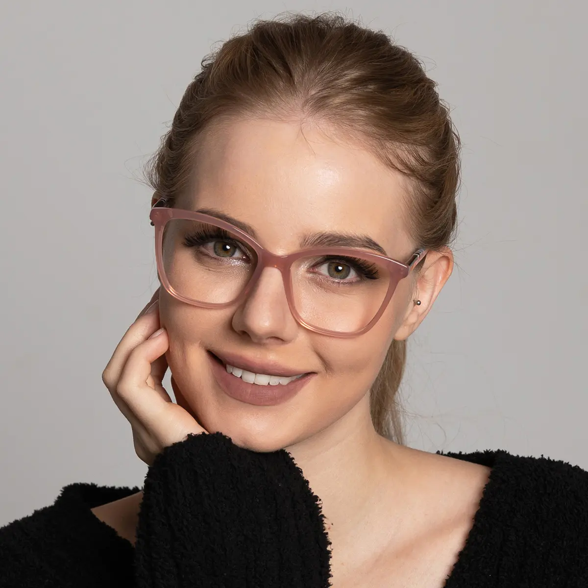 Square Transparent Brown Eyeglasses