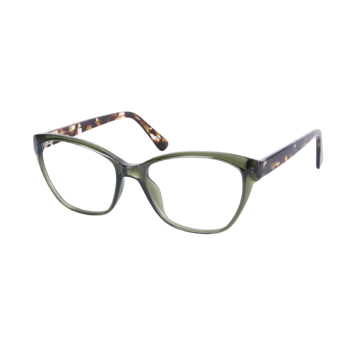 Square Transparent Green Eyeglasses