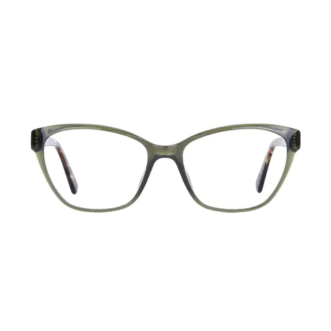 Square Transparent Green Eyeglasses